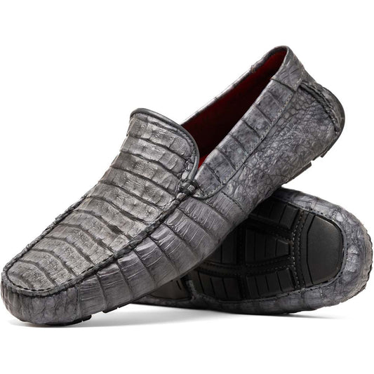 Marco Di Milano Remo Gray Caiman Driving Slip-On Loafers