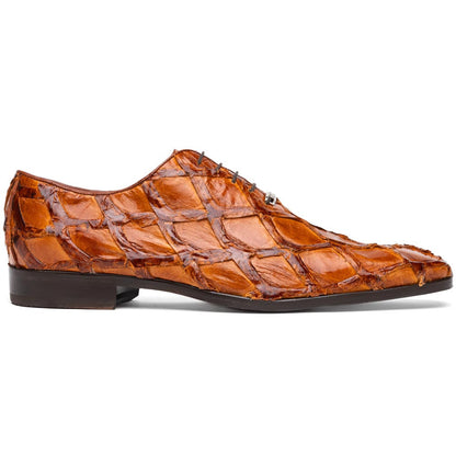 Oliveri Cognac Genuine Pirarucu Skin Classic Dress Oxford | Marco Di Milano