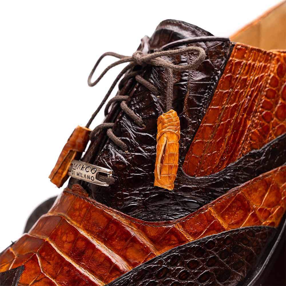 Marco Di Milano Luciano Caiman Brown/Cognac Wingtips Shoes
