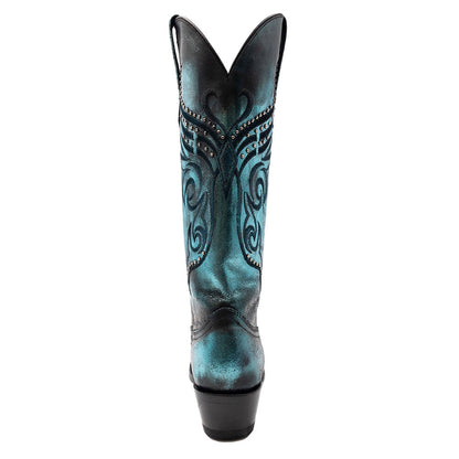 Ferrini Masquerade Electric Blue Metallic Full Grain Leather Snipped Toe Boots