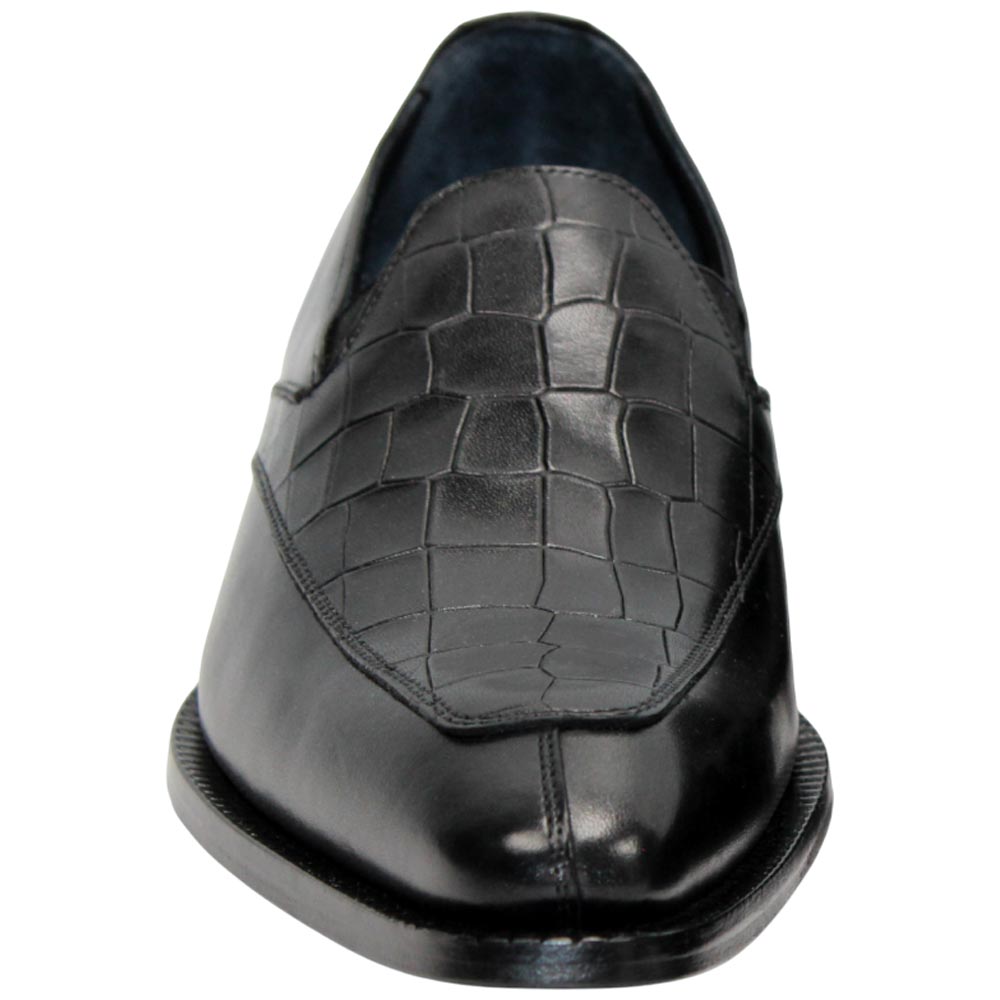 Duca Trento Men's Shoes - Black Crocodile Print - Calf-Skin Leather Slip-On