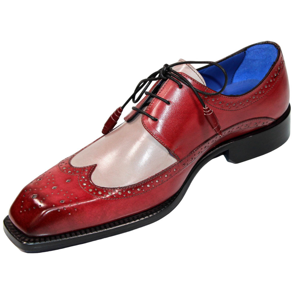 EMILIO FRANCO Orlando Cordovan/Light Grey Calf-Skin Leather Oxfords Shoes