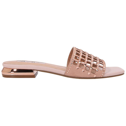 Lady Couture Women's Garden Rose Gold Geometric Crystal Flat Slide Sandals