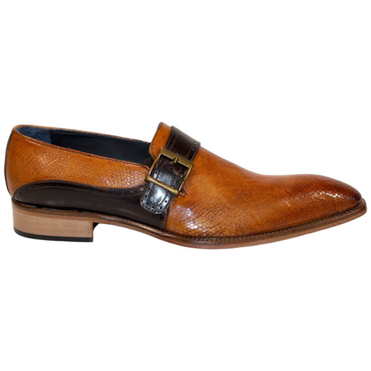 Duca Sezze Men's Cognac/Chocolate Snake Print/Calf-Skin Leather Loafers
