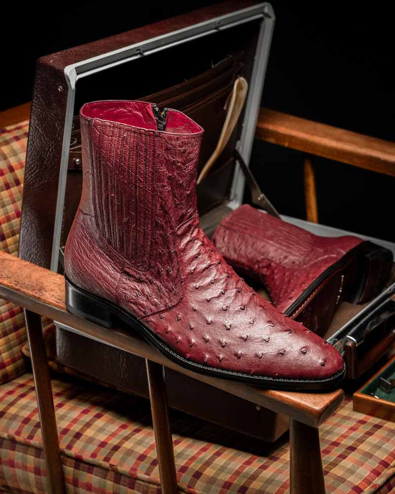 Marco Di Milano Giorgio Genuine Ostrich Chelsea Boot - Wine