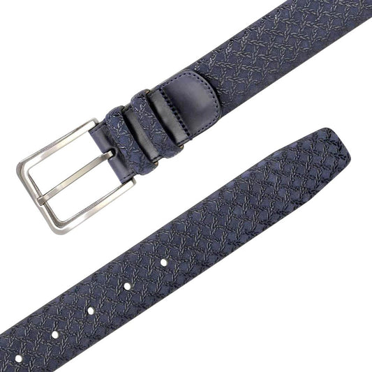 Mezlan Men's Printed Suede and Calf Trim Belt in Blue
