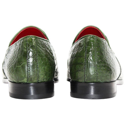 Fennix of Italy Genuine Alligator Skin EASTON Green Trendy Loafers (US Men Size)