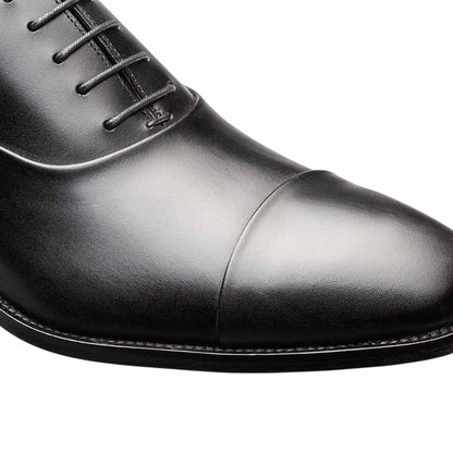 Mezlan Bocelli Cap Toe Oxford – Men's Black Calfskin Lace-Up, Made in Spain