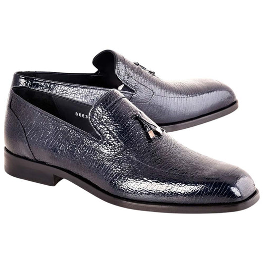 Corrente Men's Vita Leather Tassel Loafer - Navy