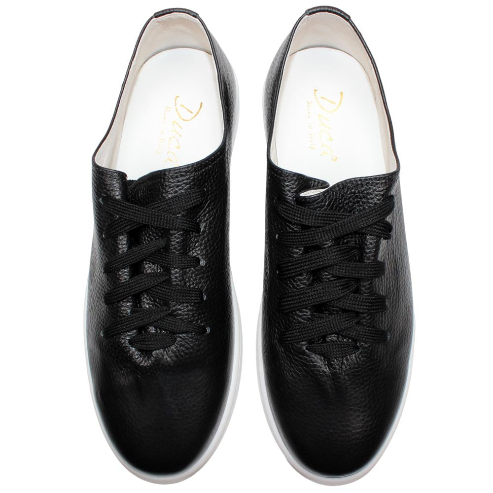 DUCA Max Black Men's Italian Leather Luxury Sneakers