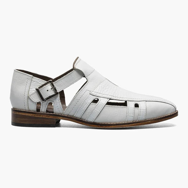 Stacy Adams Calvino White Leather Sole City Sandals