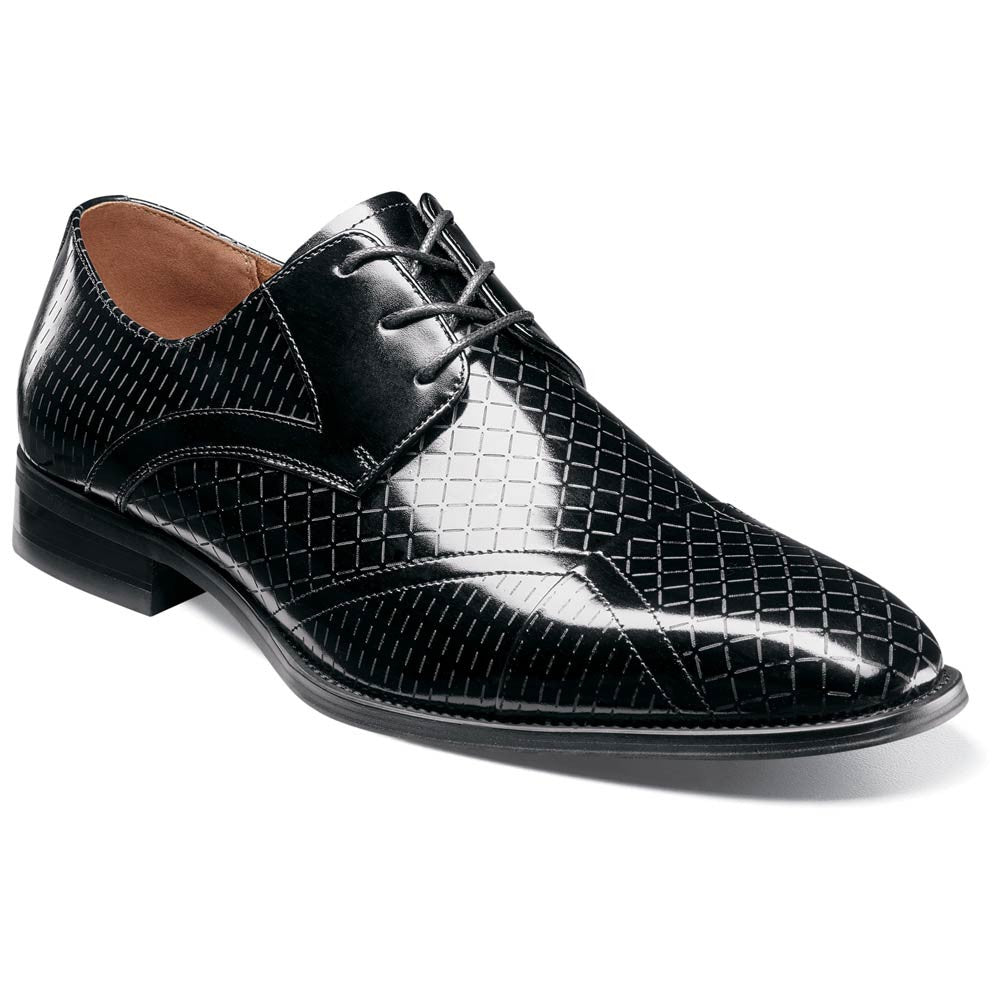 Stacy Adams Men’s Black Textured Leather Cap Toe Oxfords Hobson