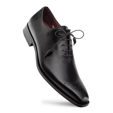 Mezlan Cupula Patina Leather Black Whole-Cut Oxford Shoes