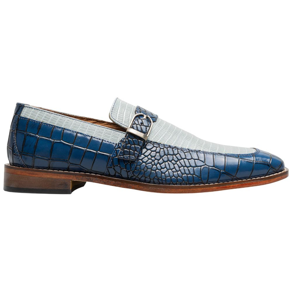 Stacy Adams Rubiano Moc Toe Buckle Strap Slip-On - Dark Blue Multi