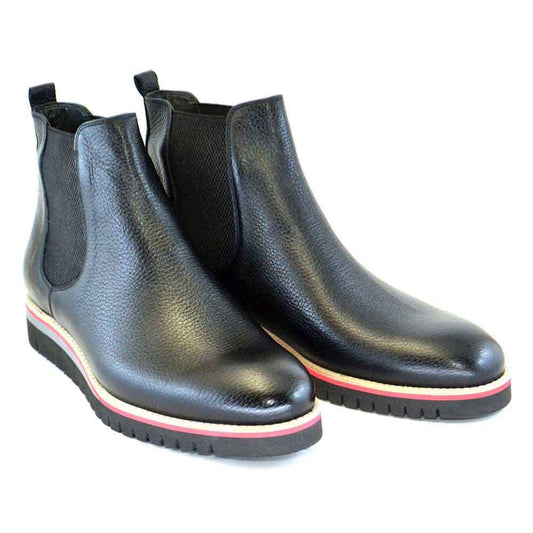 Corrente Black Calf-Skin Leather Mens Chelsea Boots