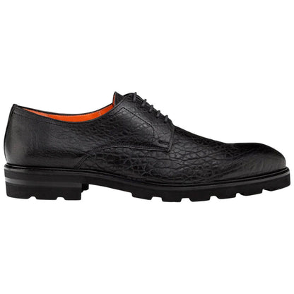 Mezlan Aspen Pebbled Leather Derby - Men's Black Lambskin Derby with Lug Sole