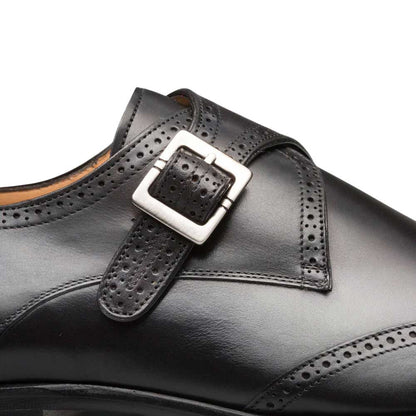 Mezlan Men's Forest Wing Tip Monk Strap in Black