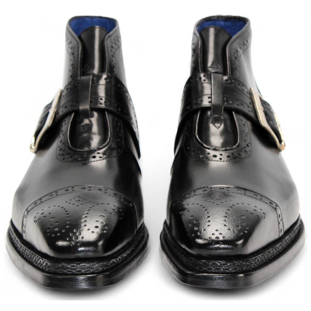 EMILIO FRANCO Aldo Black Leather Buckle Boots