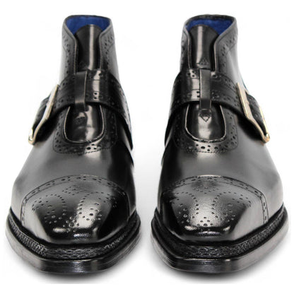 EMILIO FRANCO Aldo Black Leather Buckle Boots