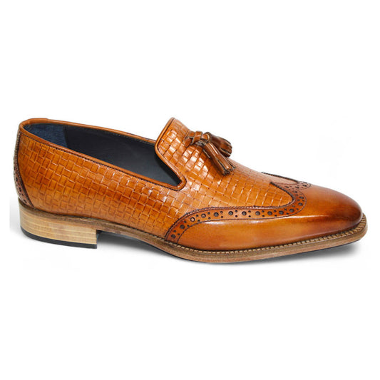 Duca Cosenza Men's Cognac Calf-Skin Leather Loafers