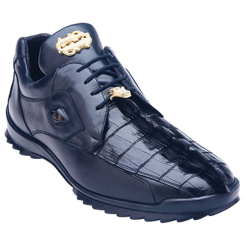 Belvedere Vasco Night Blue Crocodile & Calfskin Sneakers