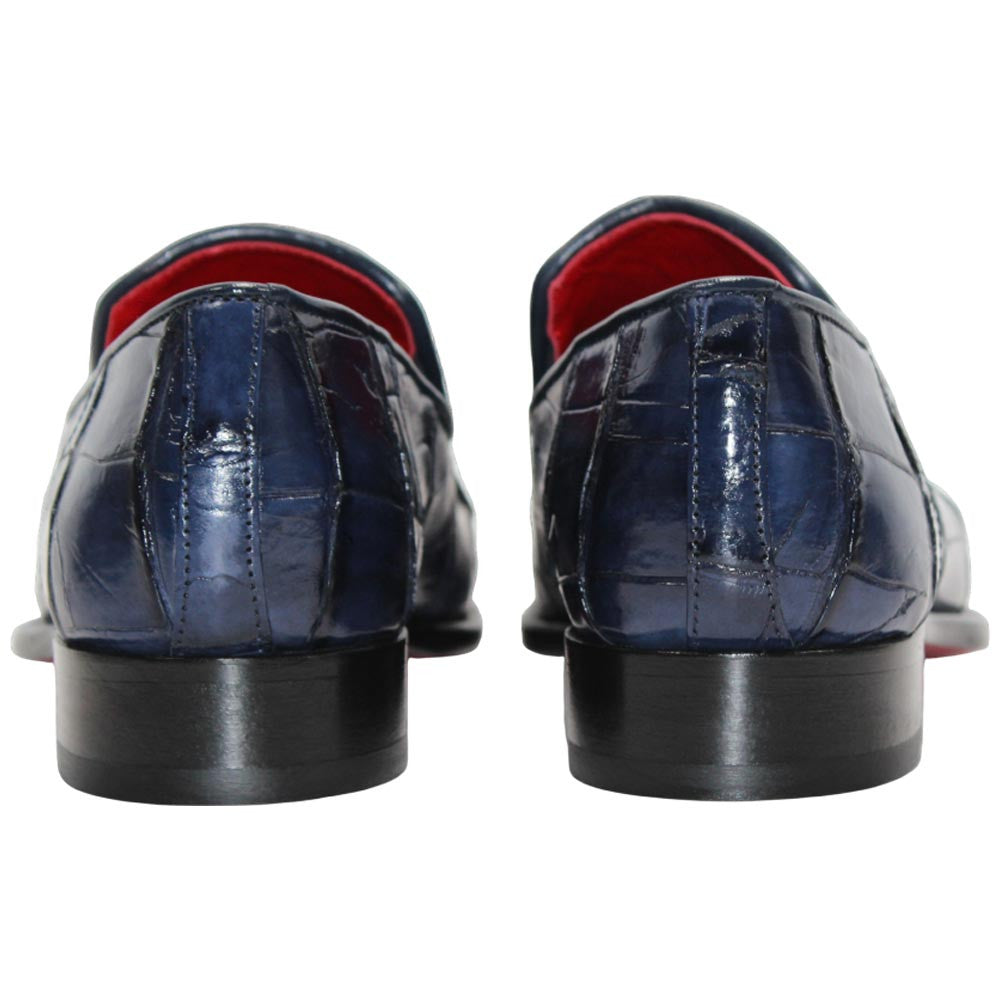 Fennix of Italy Genuine Alligator Skin DUSTIN Navy Trendy Loafers (USA Men Size)