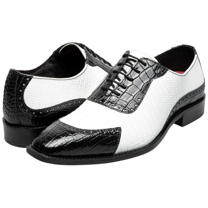 Stacy Adams Tarango Modified Cap Toe Black and White Oxford Shoes for Men