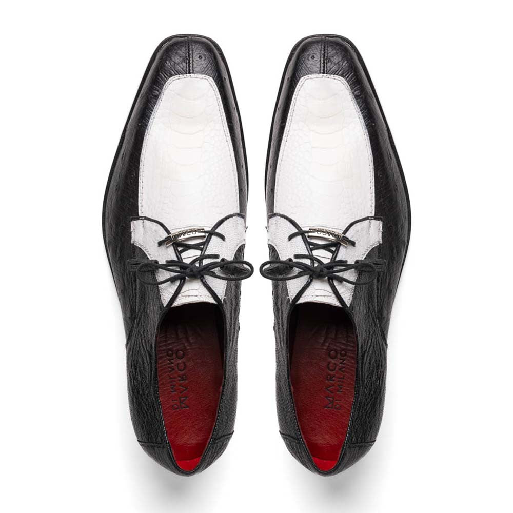 Marco Di Milano Andretti Dress White / Black Ostrich Leg Shoes
