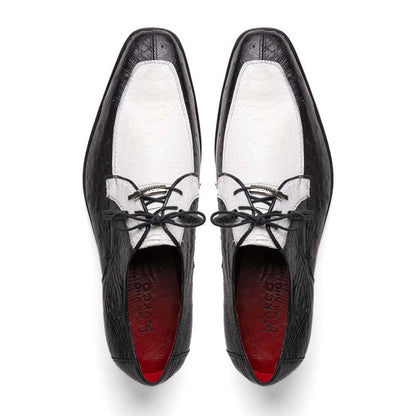 Marco Di Milano Andretti Dress White / Black Ostrich Leg Shoes