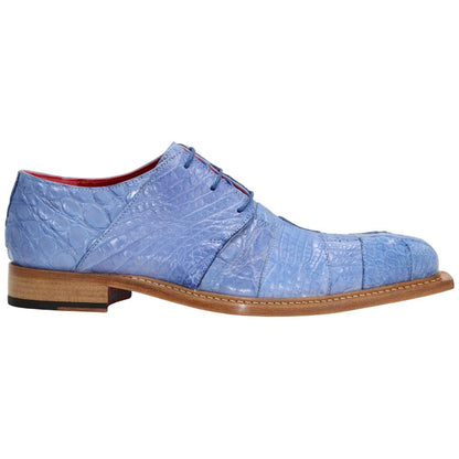 Genuine Alligator & Lizard Skin KINGSTON Blue Trendy Derby Shoes by Fennix of Italy