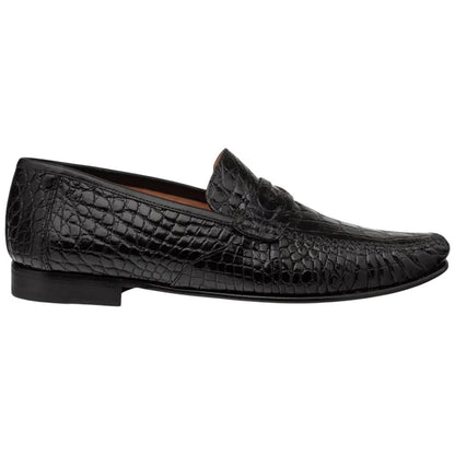 Mezlan Armano Moc Toe Black Crocodile Leather Moccasin Dress Shoes