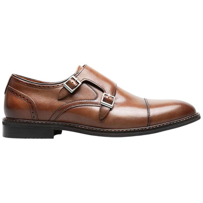 Stacy Adams Boswell Brandy Cap Toe Double Monk Strap Shoes for Men