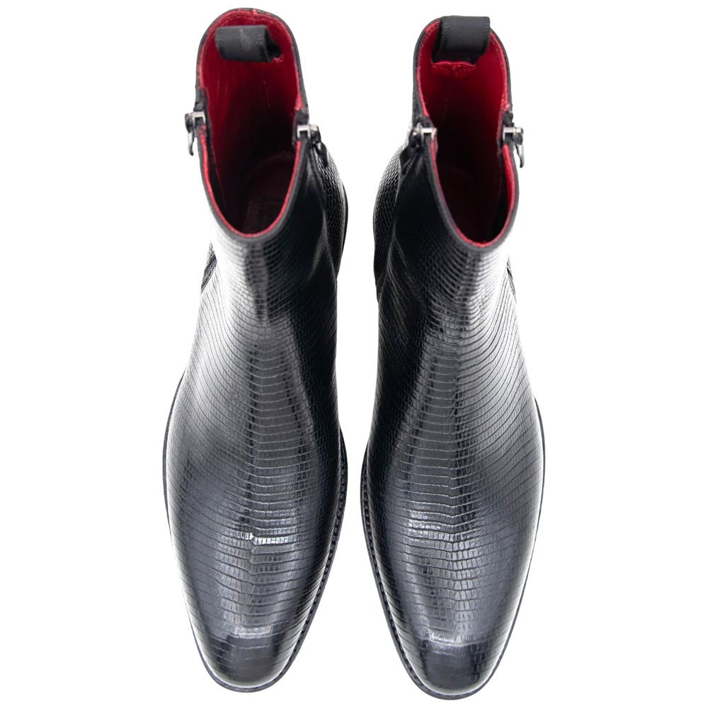 Ugo Vasare Zipped Americano Lizard Printed Toe Black Dress Heels