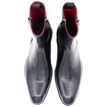 Ugo Vasare Zipped Americano Lizard Printed Toe Black Dress Heels