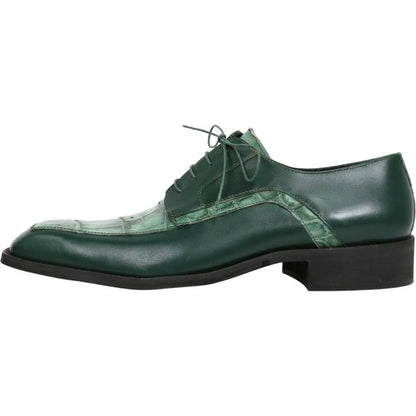 Mauri Arsenal Hunter Green Men's Shoes Alligator / Calf-Skin Leather Lace-Up Derby Shoes