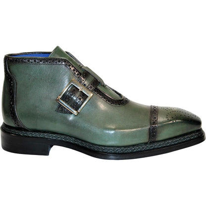 EMILIO FRANCO Aldo Green Leather Buckle Boots