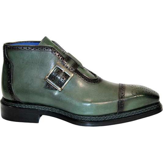 EMILIO FRANCO Aldo Green Leather Buckle Boots