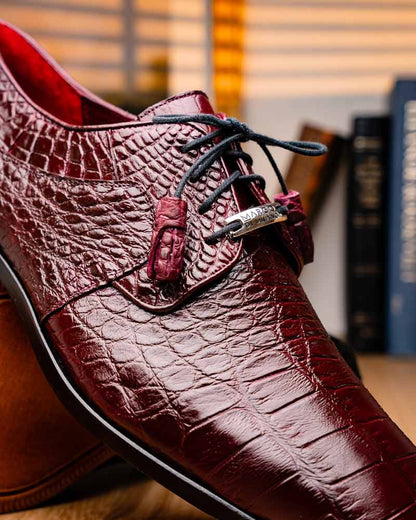 Marco Di Milano Fitipaldi Wine Alligator Derby Shoes