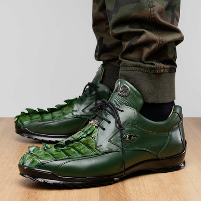 Marco Di Milano Udine Genuine Hornback Caiman & Calf Leather Sneaker - Green