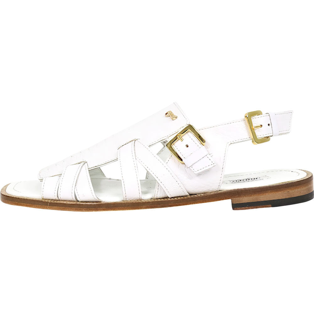 Mauri Antigua Men's White Exotic Ostrich Leg Sandal