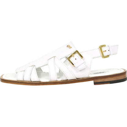 Mauri Antigua Men's White Exotic Ostrich Leg Sandal