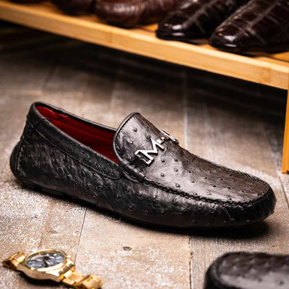 Bolonia Men’s Genuine Ostrich Horse-Bit Driver Loafers | Marco Di Milano