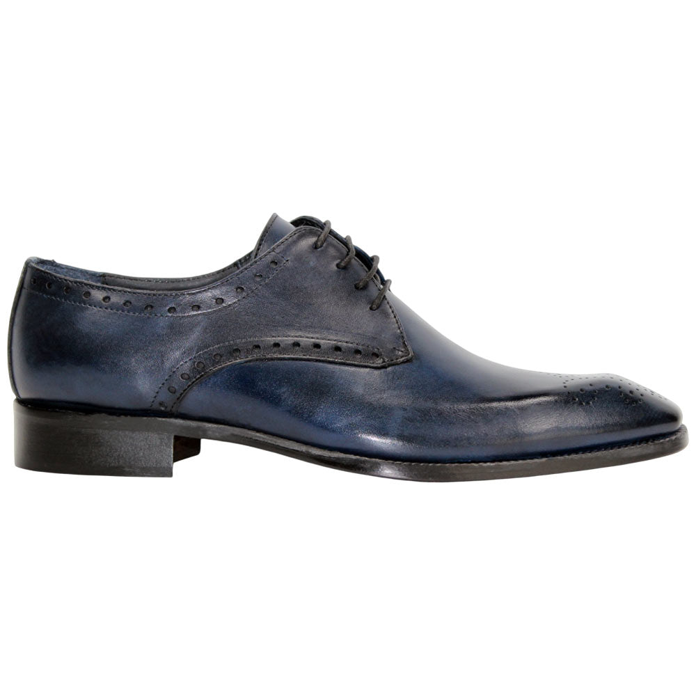 Duca Arpino Navy Blue Genuine Italian Calfskin Lace-Up Shoes