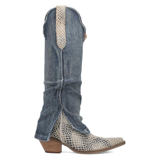 Dingo Animal Print Blue Snip Toe Western Boots for Women