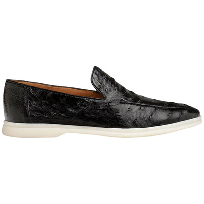 Mezlan of Spain Men’s Marmi Ostrich Flex Black Round Toe Casual Moccasin Loafer