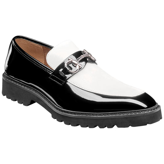 Stacy Adams Carabello Moc Toe Bit Slip-On - Black w/White