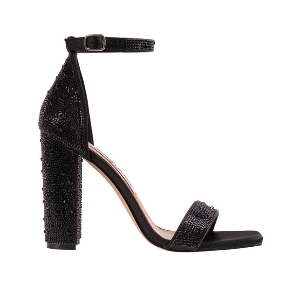 Lady Couture DALIA Black Rhinestone Block Heel Sandal