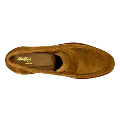 Alan Payne Men's Bourbon Naples Suede Penny Slip-On Loafers