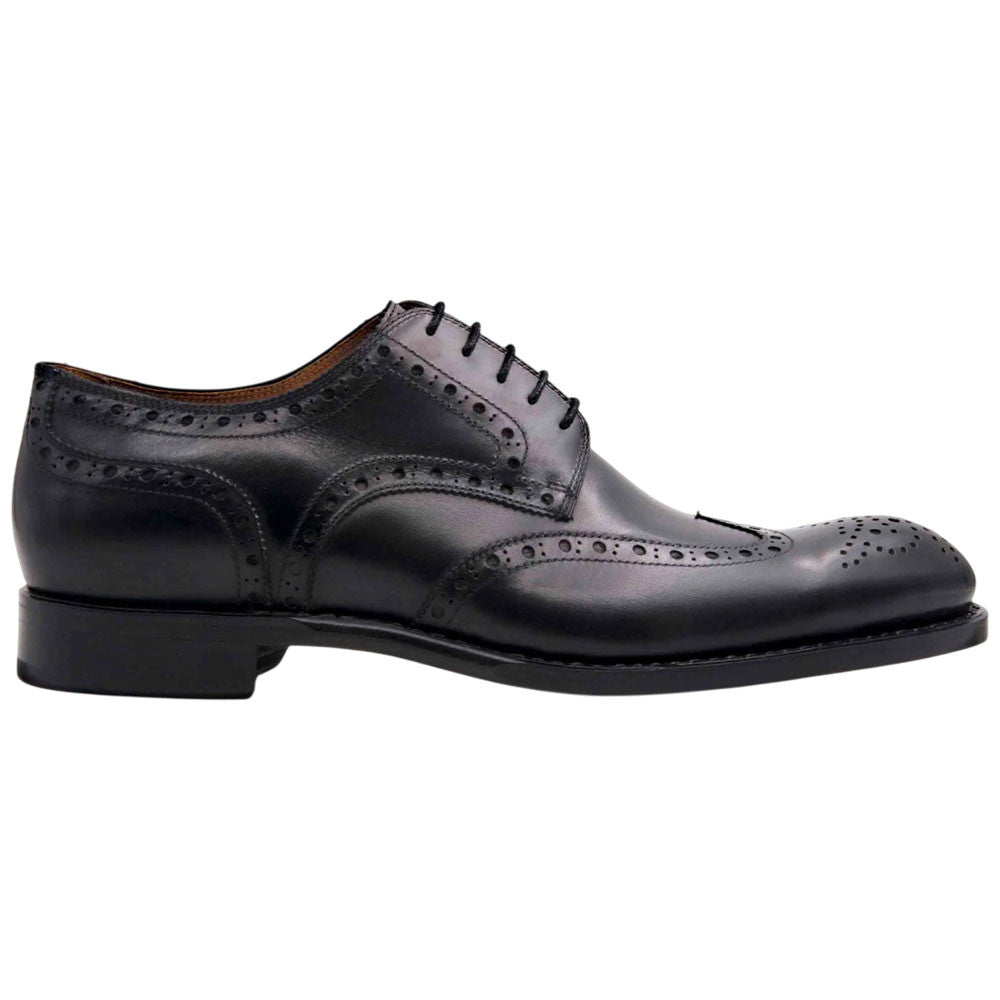 Ugo Vasare H and H Brogue Goodyear Welt Wingtip Bubble Toe Black Dress Shoes