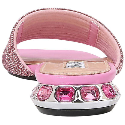 Lady Couture Amazing Women's Pink Multi Rhinestone Strap Slide Sandals